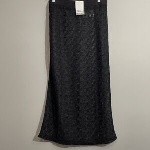H&M Divided Black Crochet Maxi Skirt Boho Festival Beachwear Large NWT
